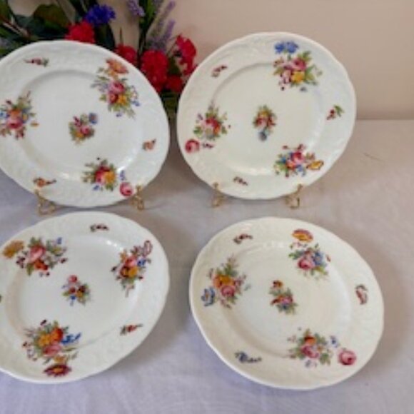 Vintage Coalport Sevres Floral Embossed Side Plates England Porcelain Vibrant - Picture 4 of 8